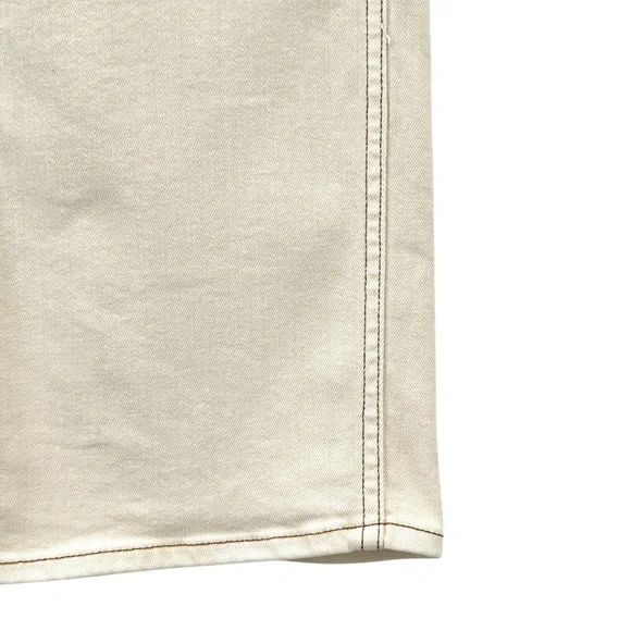 KHAITE Wendell Jean in Ivory - Cream White Brown Stitching Trim Jeans sz 25 - Picture 4 of 16